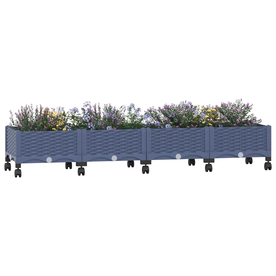 Jardinière avec Roues Gris Bleu 160 x 40 x 33 cm PP - 3