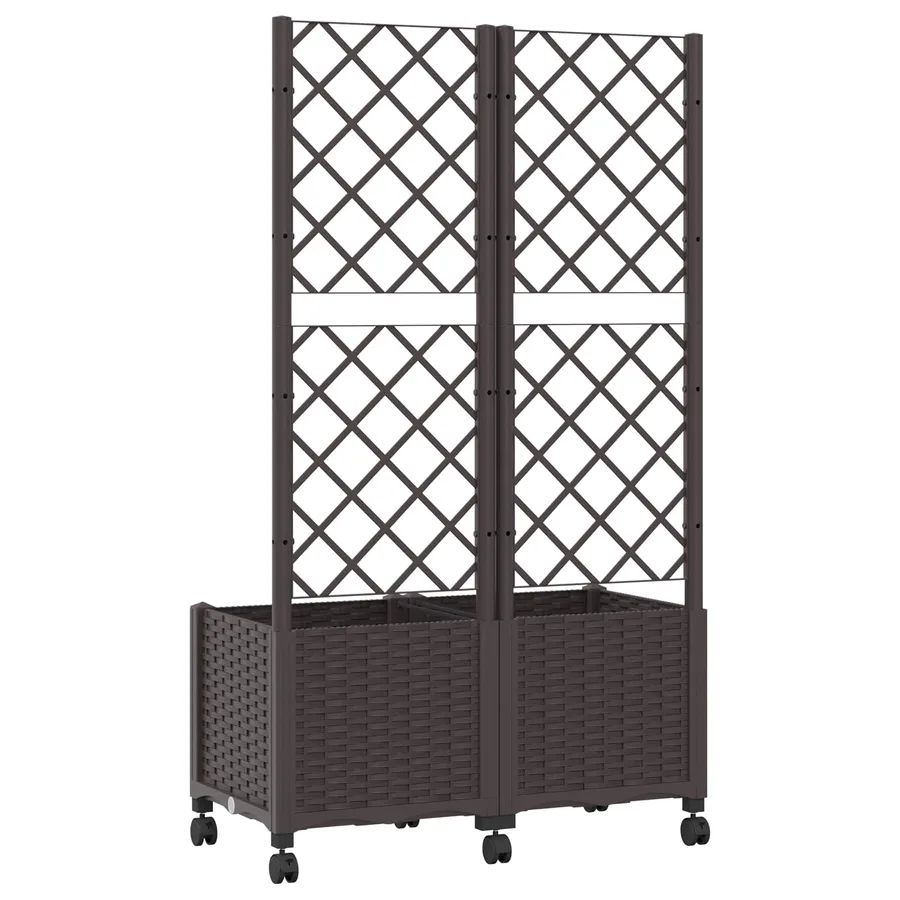 Bac de jardin avec treillis et roues Marron 80 x 40 x 146 cm PP - 5