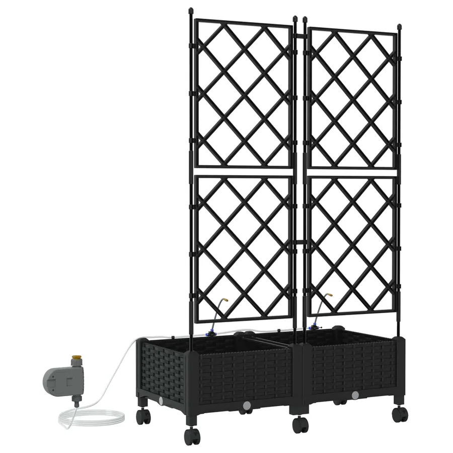 Porte-plante de jardin avec irrigation et roues 2 pc Noir PP - 4