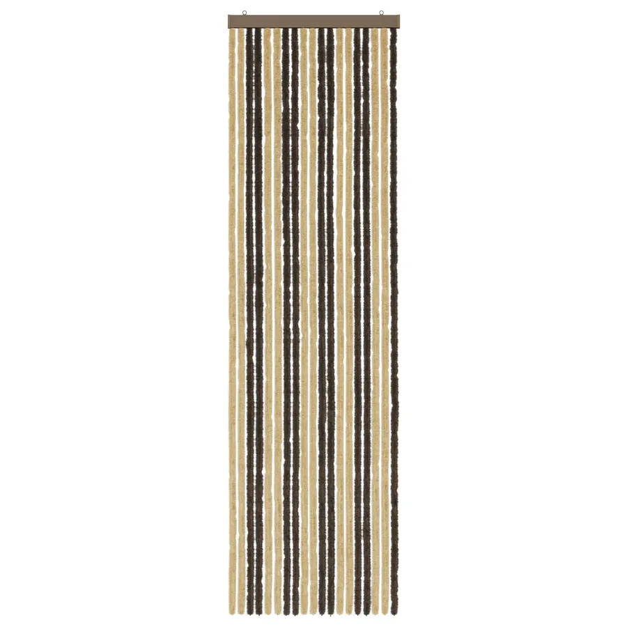 Rideau anti-insectes en chenille Marron foncé et beige - 3