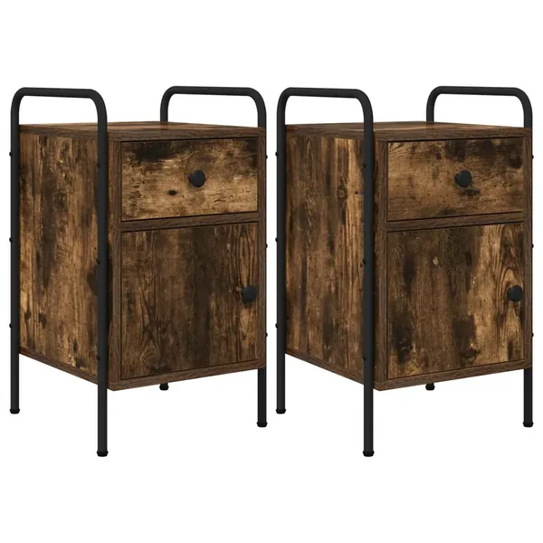 Table de chevet 2 pc Chêne fumé 35 x 36,5 x 61 cm