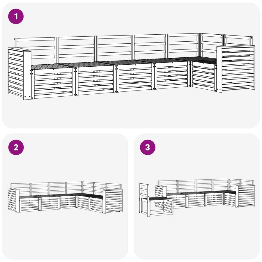 Ensemble de canapés d'extérieur 6 pcs Blanc 310 x 132,5 x 73 cm - 6