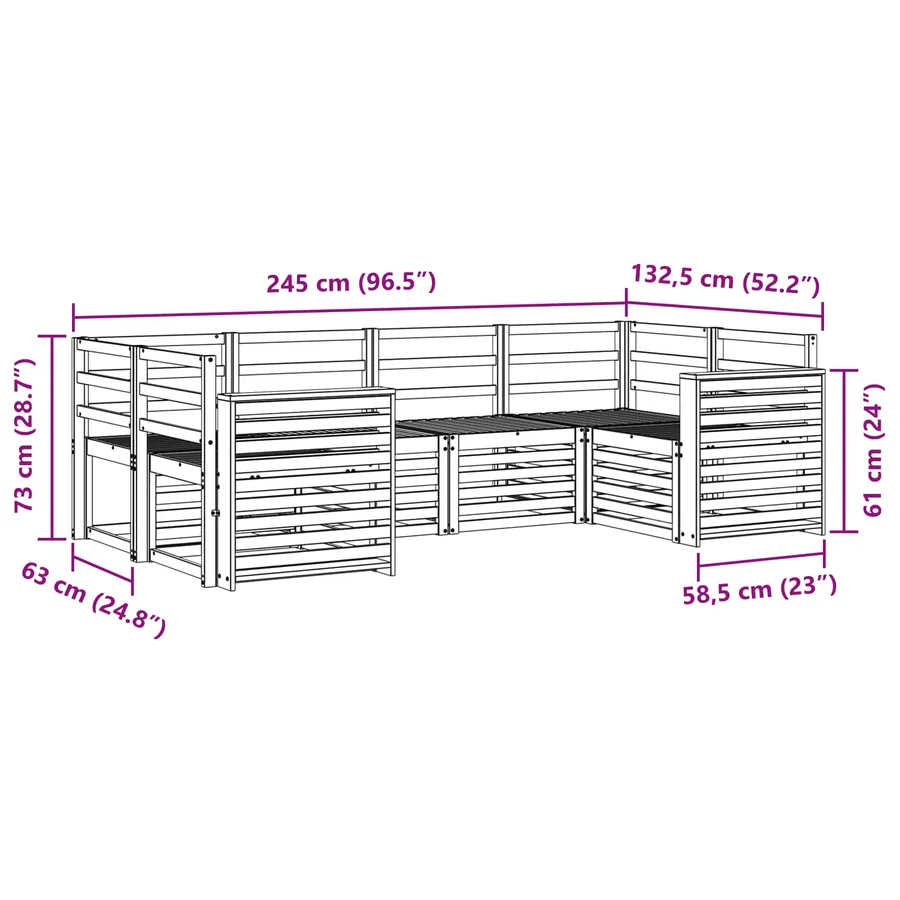 Ensemble de canapés d'extérieur 6 pcs Blanc 245 x 132,5 x 73 cm - 6