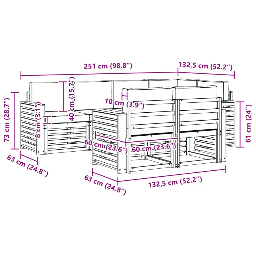 Ensemble de canapés d'extérieur 7 pcs Blanc et crème - 7