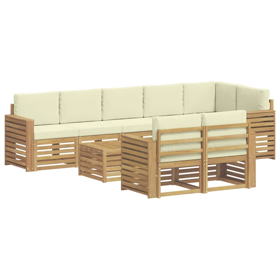 Ensemble de canapés d'extérieur 9 pcs Blanc et crème - 2
