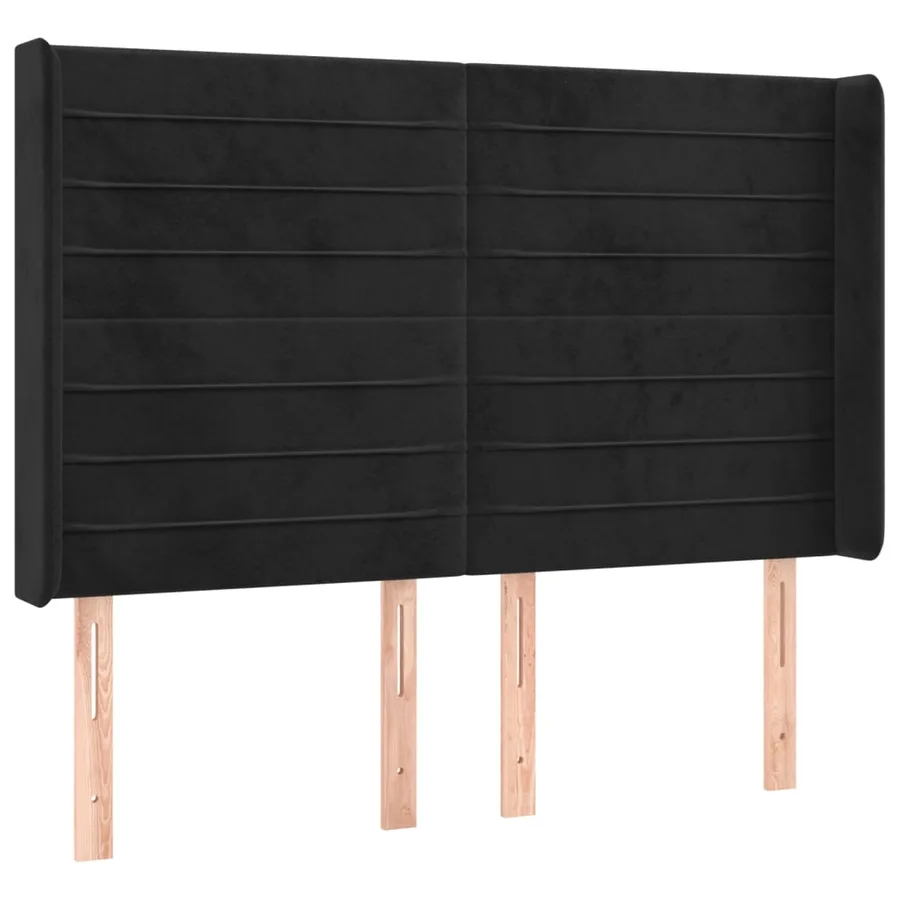 Sommier à lattes de lit matelas et LED Noir 140x190 cm Velours - 7