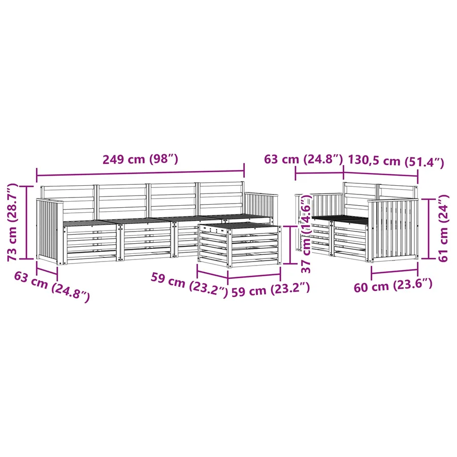 Ensemble de canapés d'extérieur 7 pcs Blanc - 8
