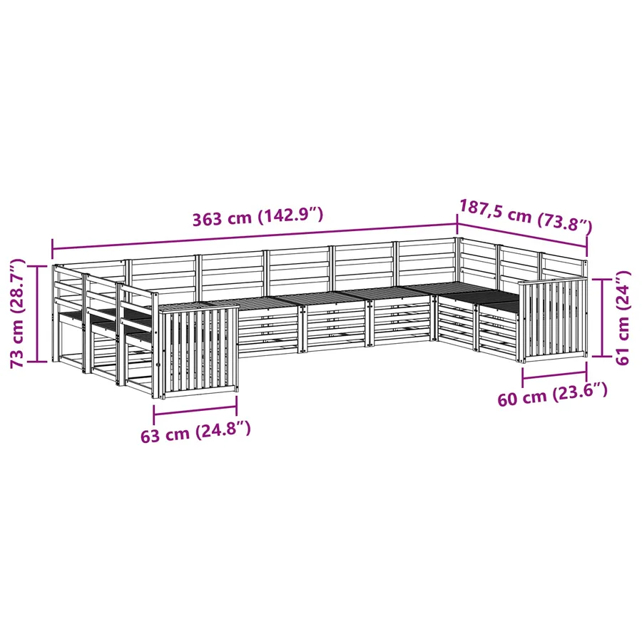 Ensemble de canapés d'extérieur 10 pcs Blanc - 7