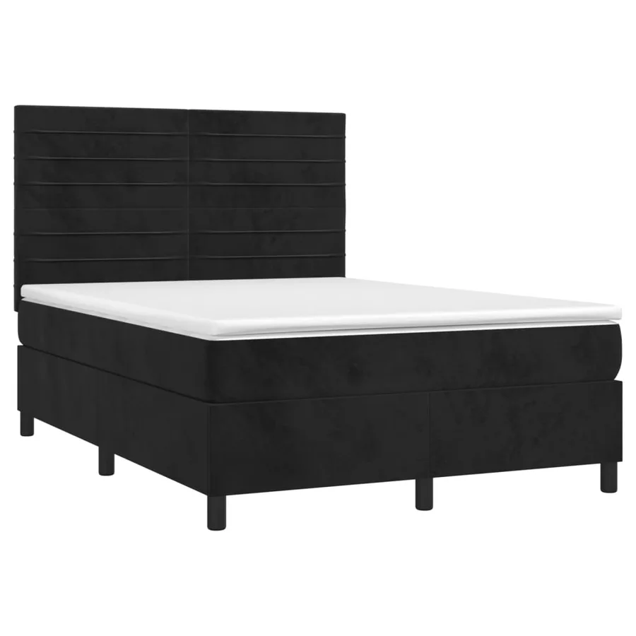 Sommier à lattes de lit avec matelas LED Noir 140x200cm Velours - 3