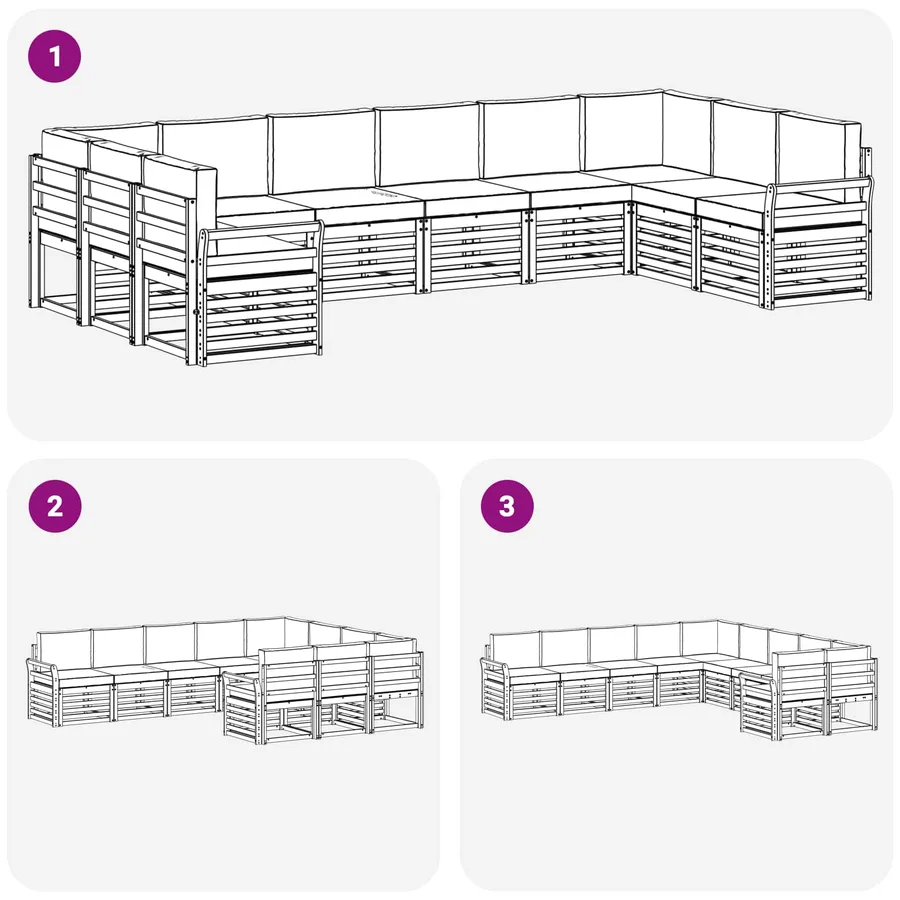 Ensemble de canapés d'extérieur 10 pcs Blanc et anthracite - 6