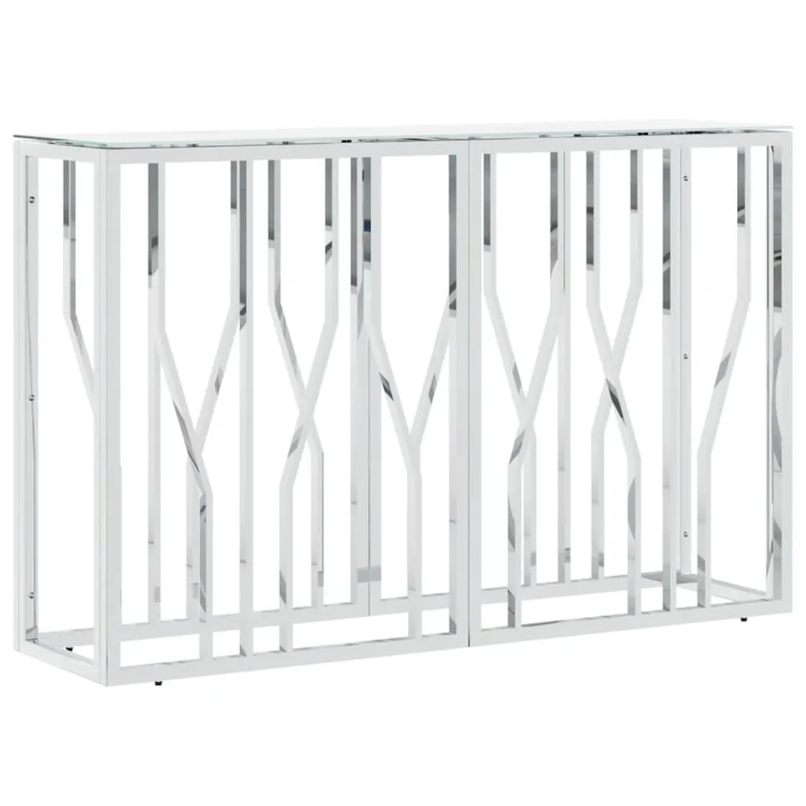 Table console argenté 110x30x70 cm acier inoxydable et verre - 2