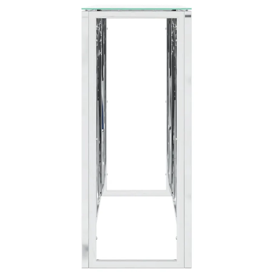 Table console argenté 110x30x70 cm acier inoxydable et verre - 4