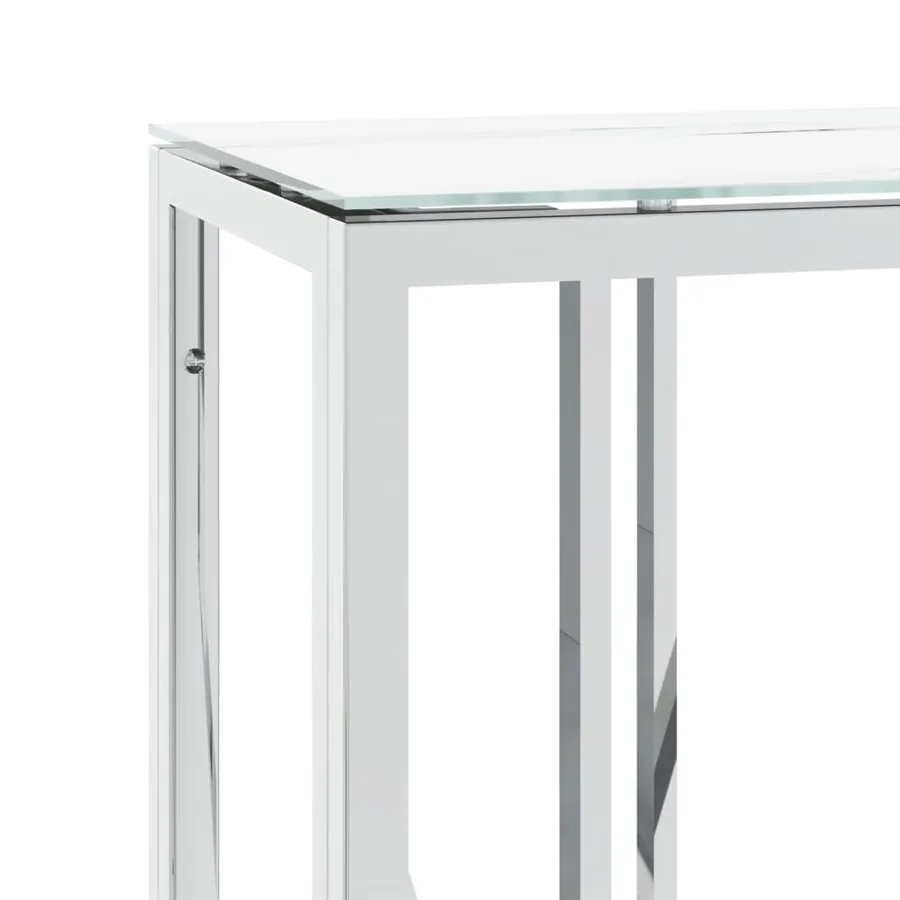 Table console argenté 110x30x70 cm acier inoxydable et verre - 5