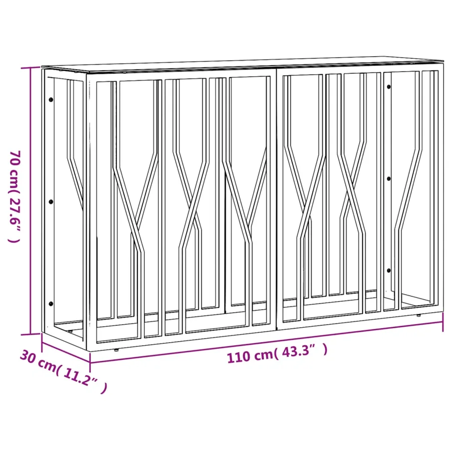 Table console argenté 110x30x70 cm acier inoxydable et verre - 6