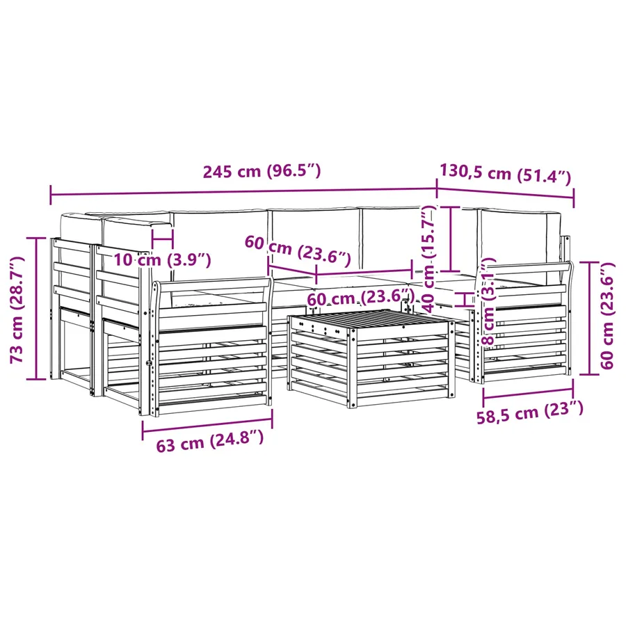 Ensemble de canapés d'extérieur 7 pcs Blanc et gris clair - 7