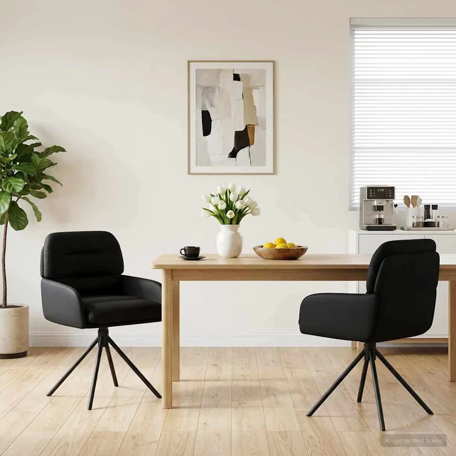 Chaises de salle à manger pivotantes 2 pcs Simili cuir Noir