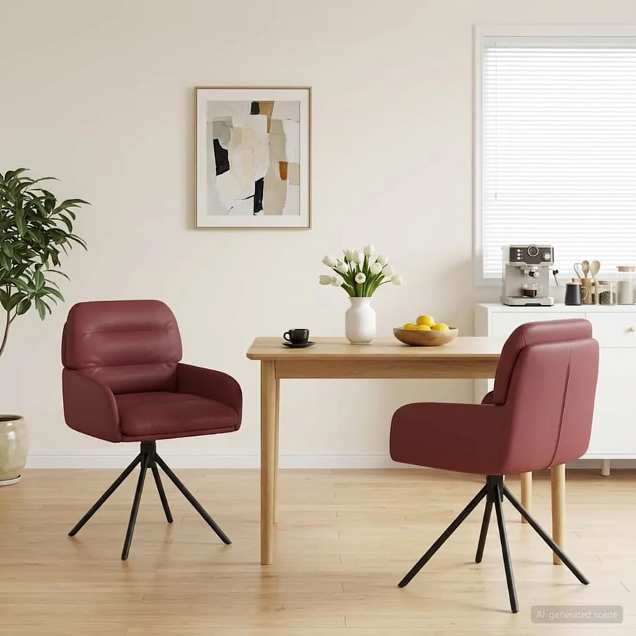 Chaises de salle à manger pivotantes 2 pcs Simili cuir Bordeaux