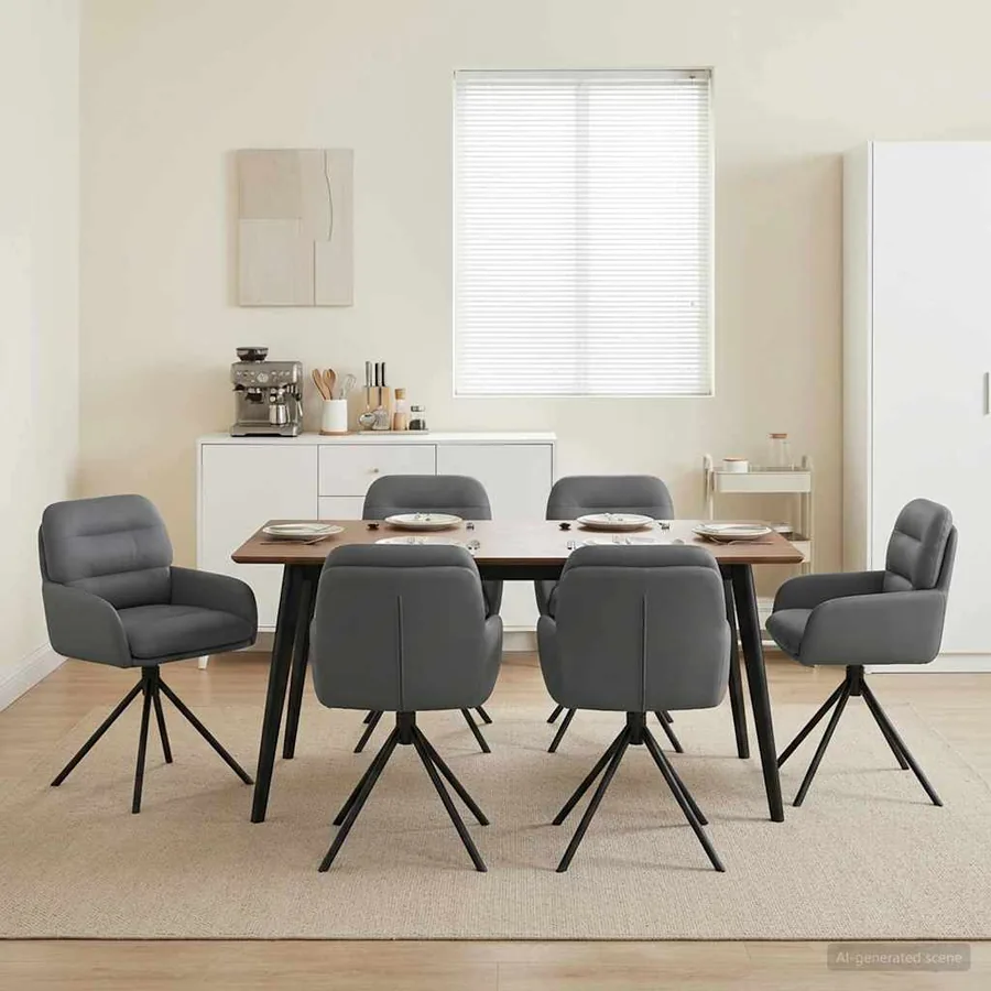 Chaises de salle à manger pivotantes 6 pcs Simili cuir Gris