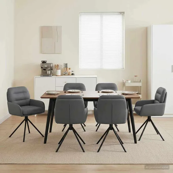 Chaises de salle à manger pivotantes 6 pcs Simili cuir Gris