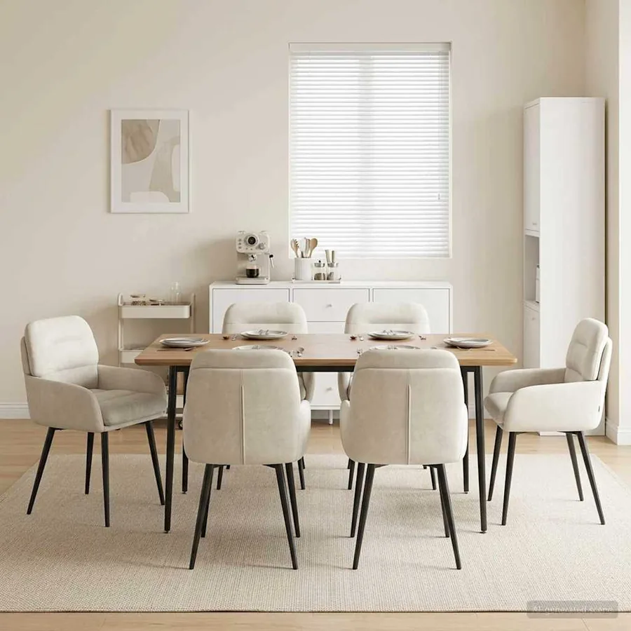 Chaises de salle à manger 6 pcs Velours Crème 59 x 59,5 x 90 cm
