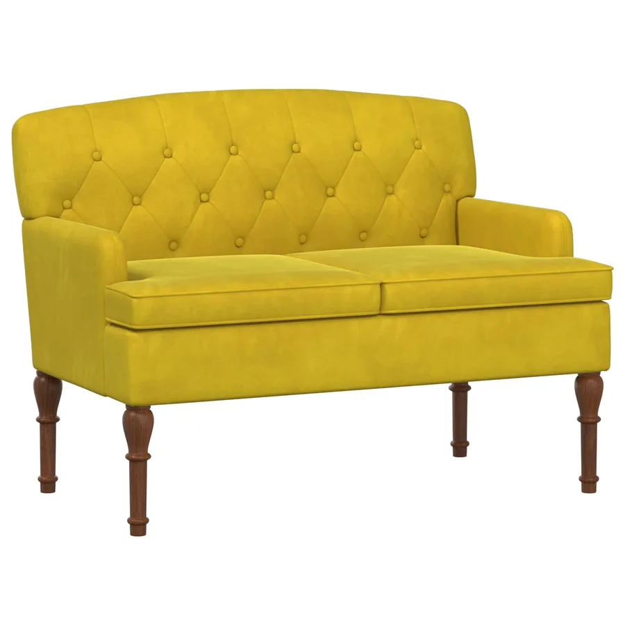Canapé love seat avec capitonnage en boutons Jaune clair - 2
