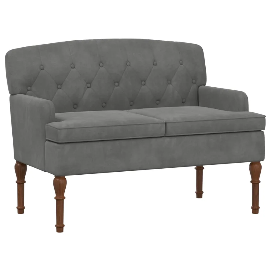 Canapé love seat avec capitonnage en boutons Gris foncé Velours - 2