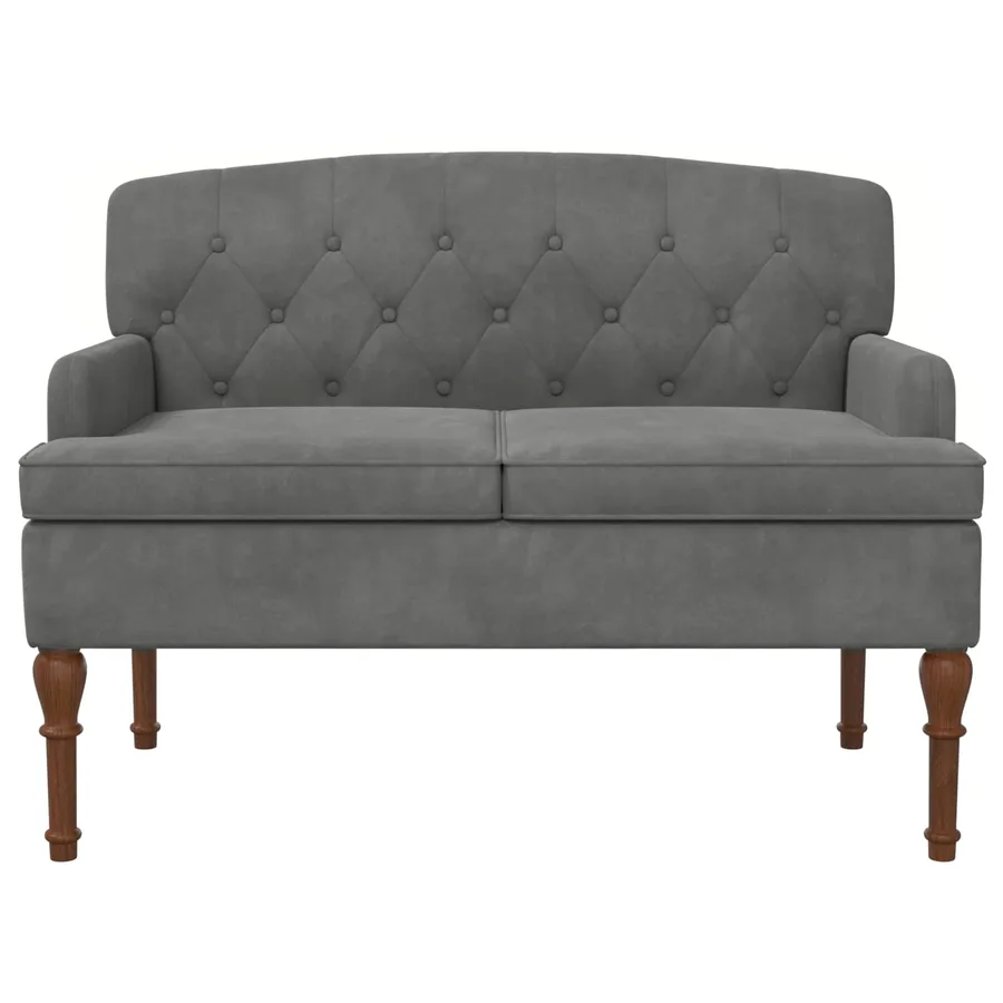 Canapé love seat avec capitonnage en boutons Gris foncé Velours - 3
