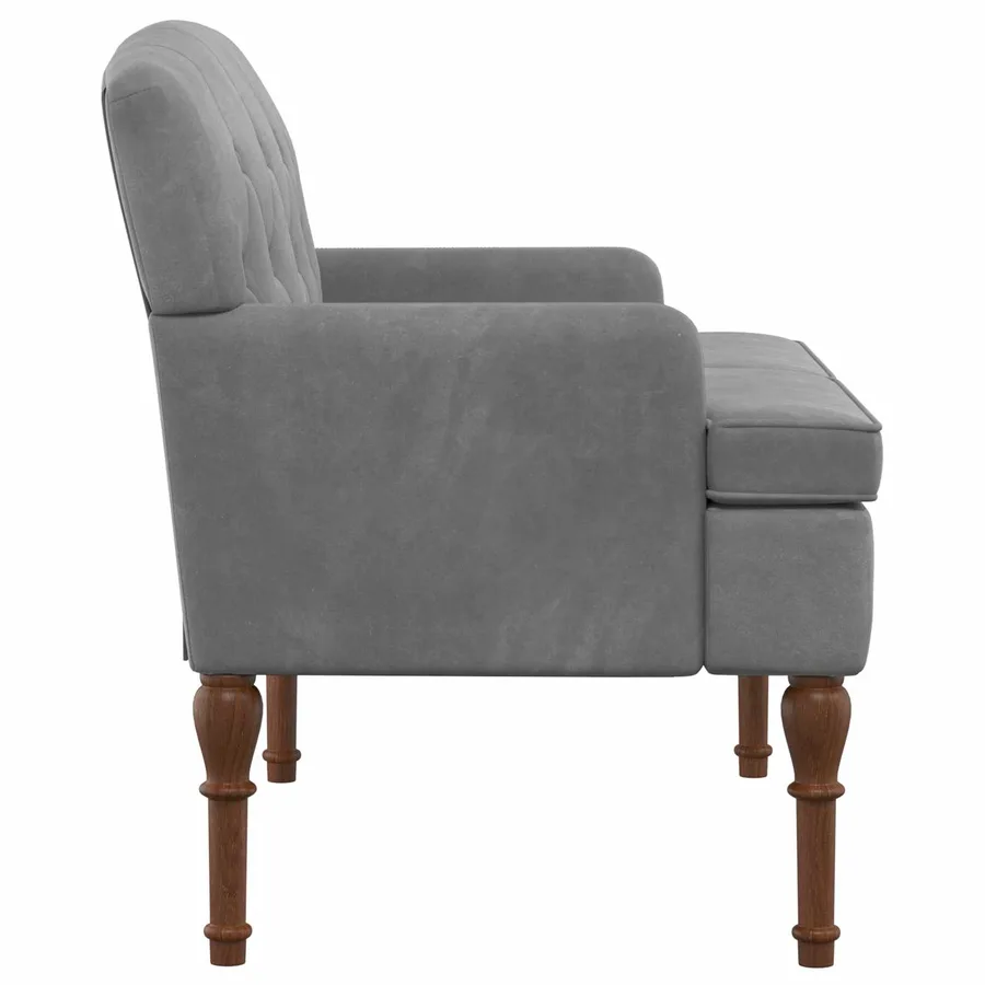 Canapé love seat avec capitonnage en boutons Gris foncé Velours - 4