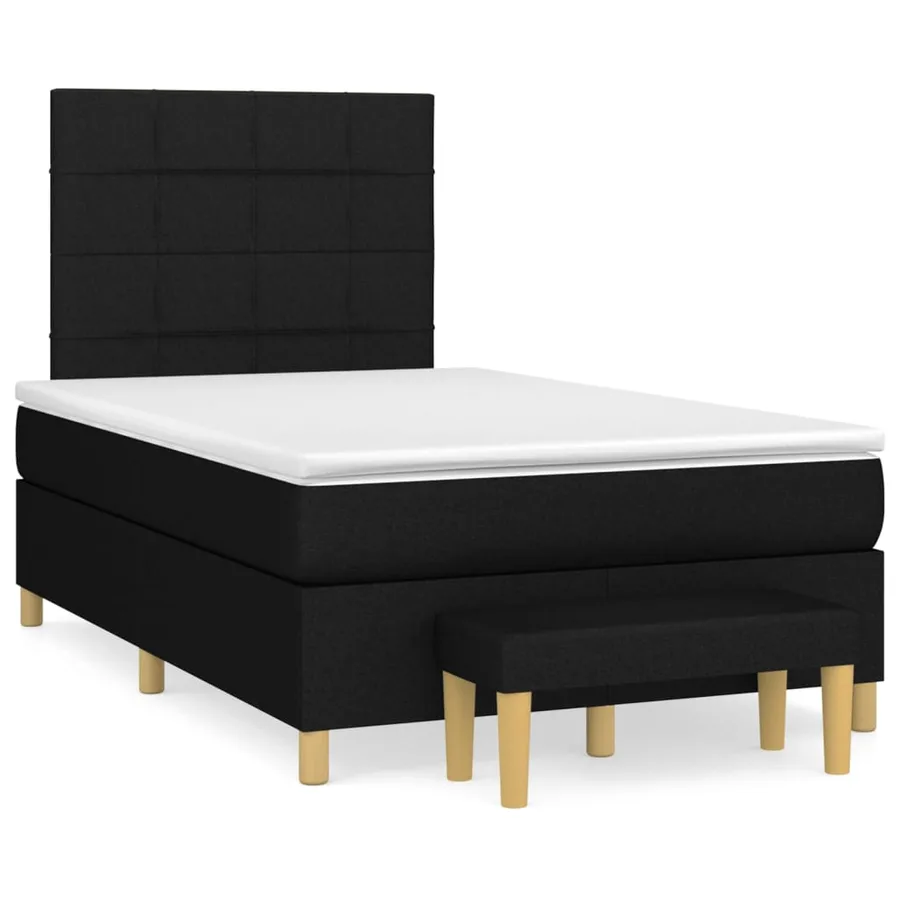 Sommier à lattes de lit avec matelas Noir 120x200 cm Tissu - 2