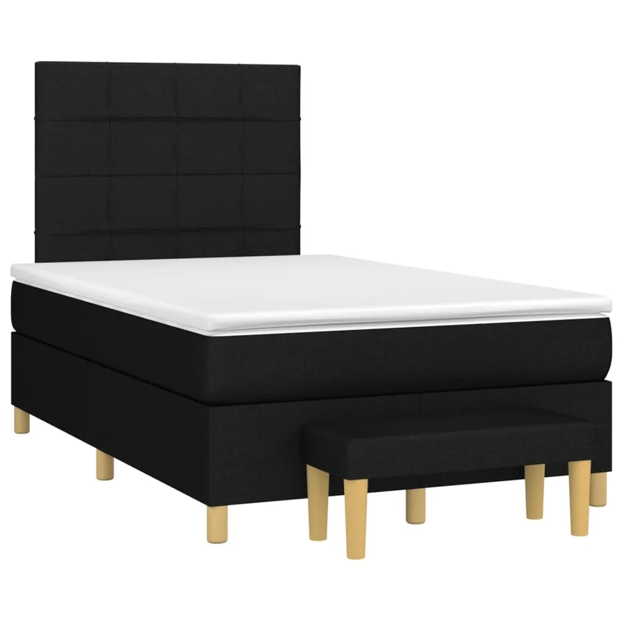 Sommier à lattes de lit avec matelas Noir 120x200 cm Tissu - 3
