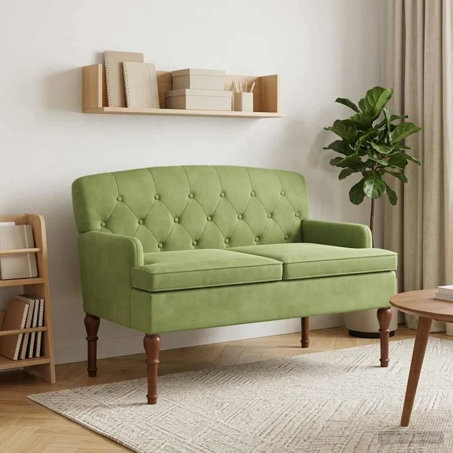 Canapé love seat avec capitonnage en boutons Vert clair Velours