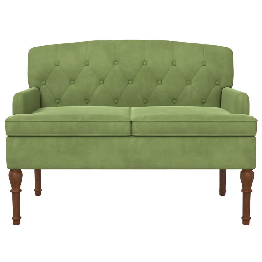 Canapé love seat avec capitonnage en boutons Vert clair Velours - 3