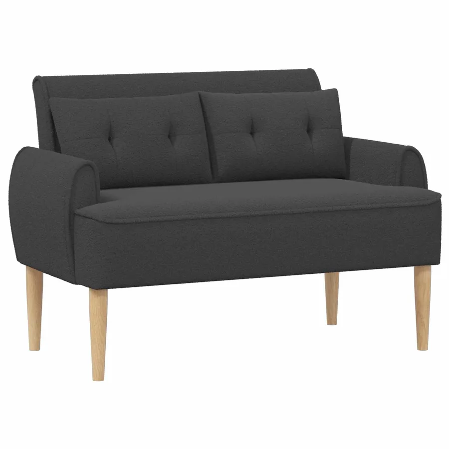 Canapé love seat avec capitonnage en boutons Gris foncé Bouclé - 2