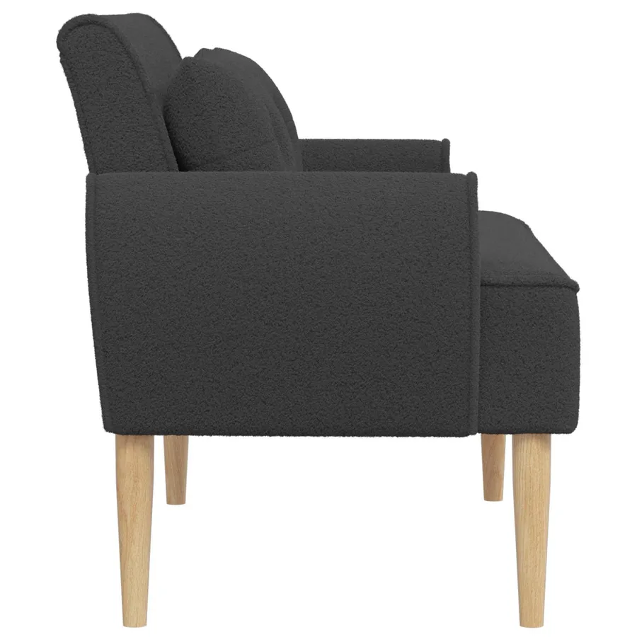 Canapé love seat avec capitonnage en boutons Gris foncé Bouclé - 4