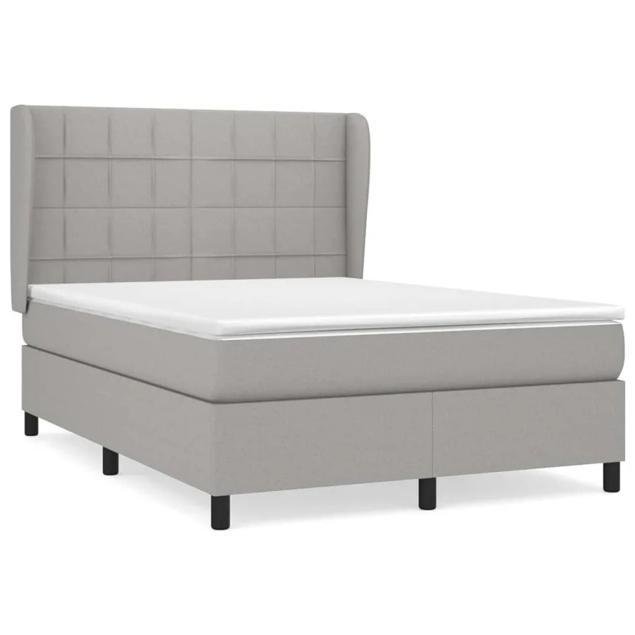 Sommier à lattes de lit avec matelas Gris clair 140x190cm Tissu - 2