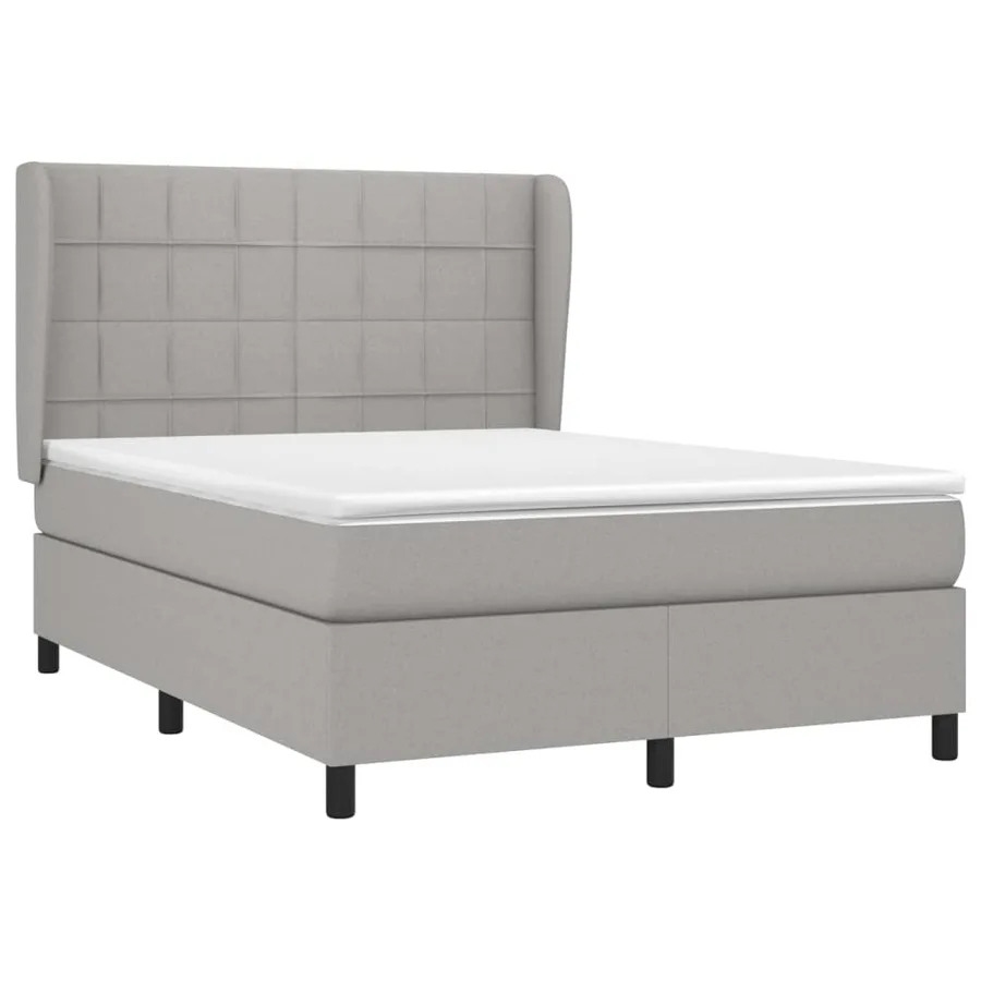 Sommier à lattes de lit avec matelas Gris clair 140x190cm Tissu - 3