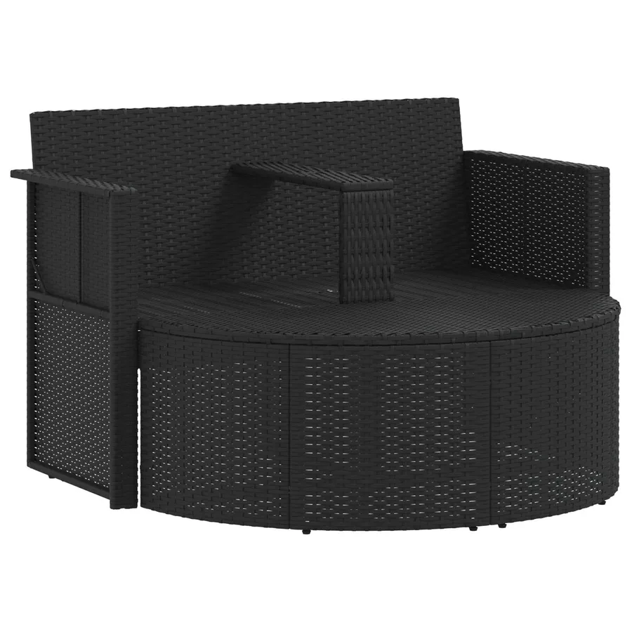 Canapé de jardin avec coussin 8 pcs Noir et turquoise polyrotin - 4