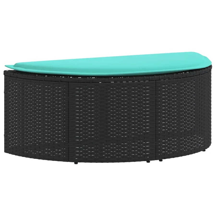 Canapé de jardin avec coussin 8 pcs Noir et turquoise polyrotin - 6
