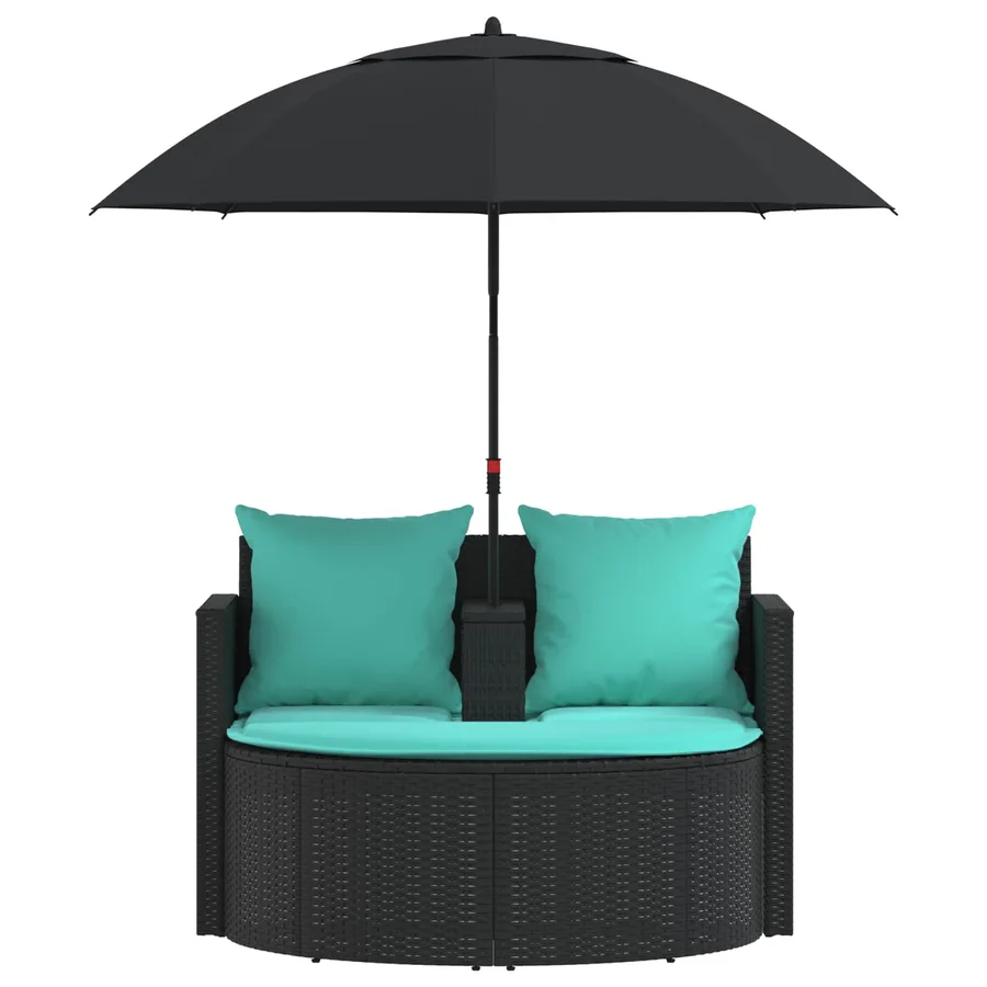 Canapé de jardin avec coussin 8 pcs Noir et turquoise polyrotin - 7