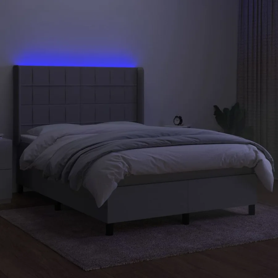 Sommier à lattes de lit matelas LED Gris clair 140x200 cm Tissu - 3