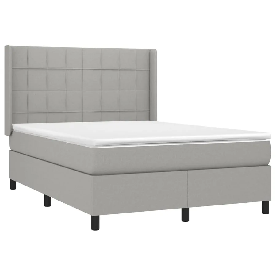Sommier à lattes de lit matelas LED Gris clair 140x200 cm Tissu - 4