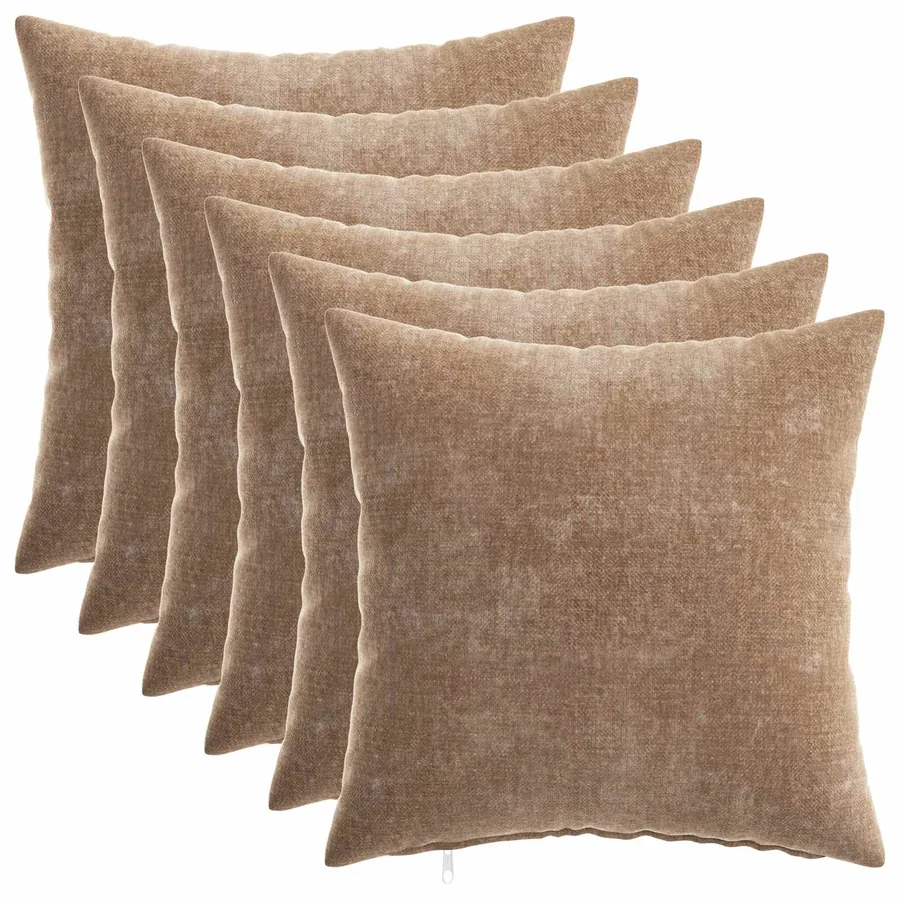 Housse de coussin 6 pcs HEERLEN Marron 35 x 35 cm