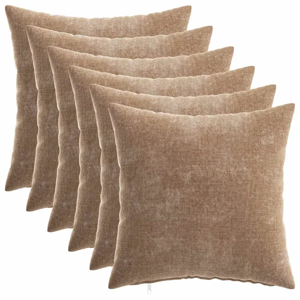 Housse de coussin 6 pcs HEERLEN Marron 35 x 35 cm