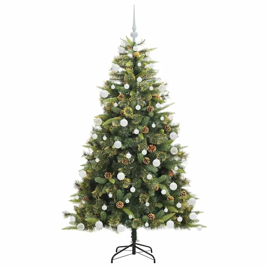 Sapin de Noël artificiel avec branches pliables et cônes 180 cm - 4