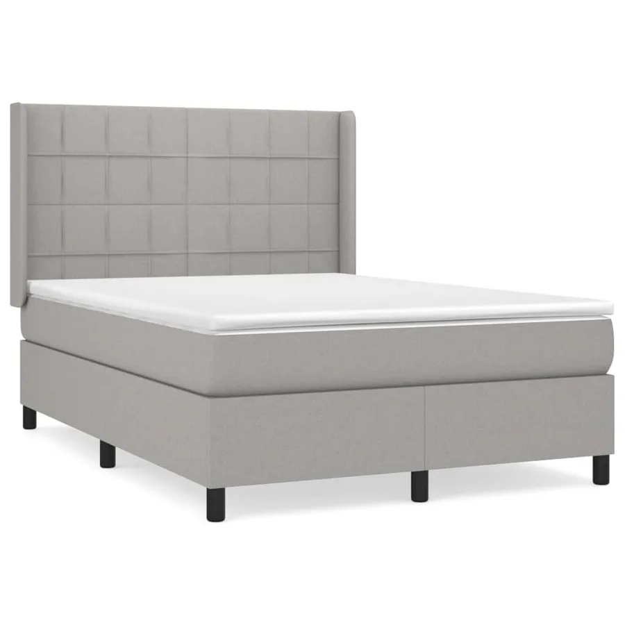 Sommier à lattes de lit avec matelas Gris clair 140x190cm Tissu - 2