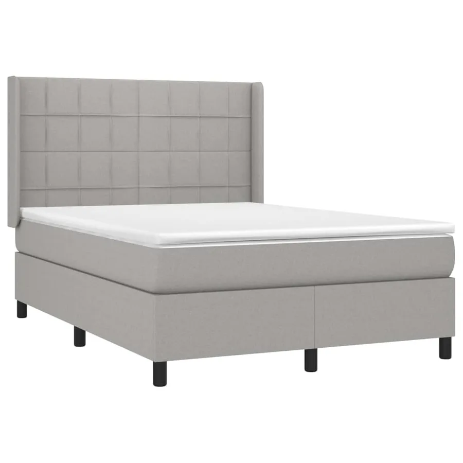 Sommier à lattes de lit avec matelas Gris clair 140x190cm Tissu - 3