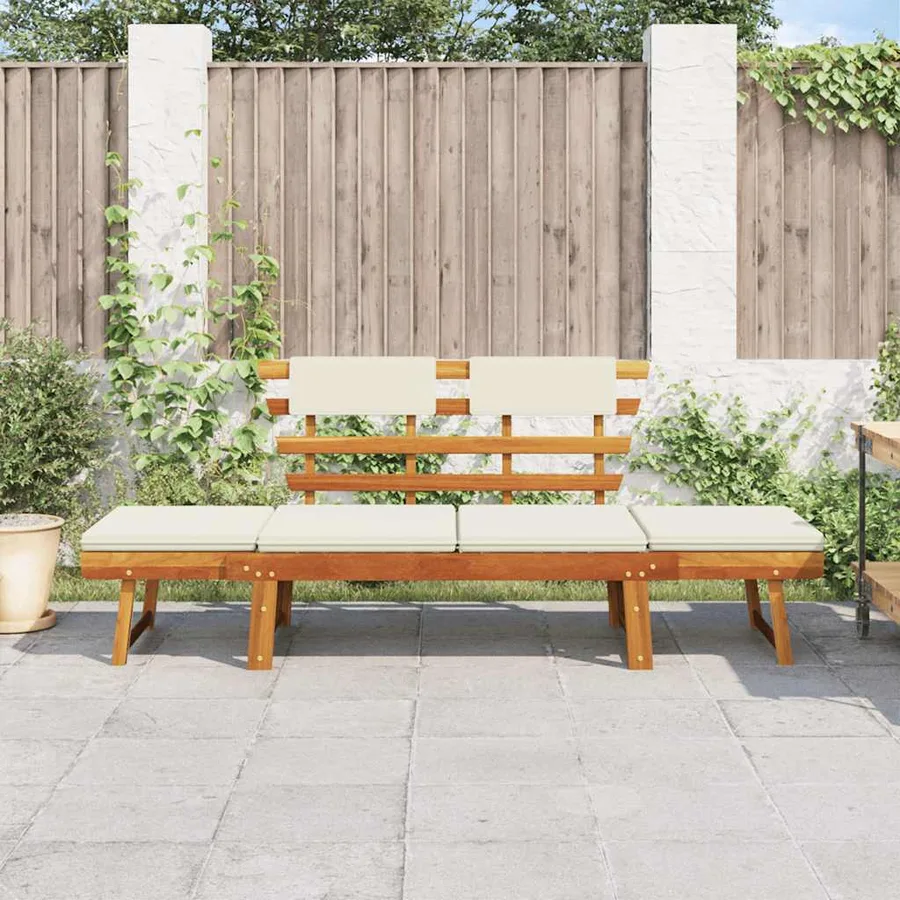 Banc de jardin avec coussins 2-en-1 190 cm Bois solide d'acacia - 3
