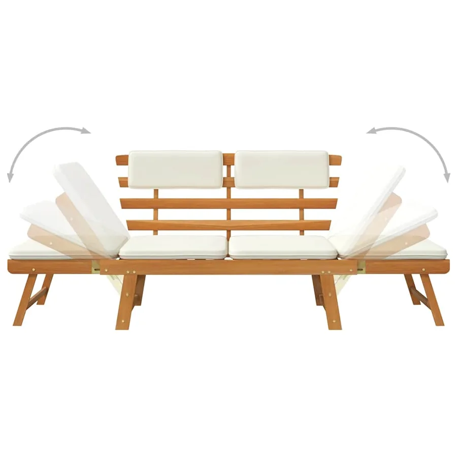 Banc de jardin avec coussins 2-en-1 190 cm Bois solide d'acacia - 7