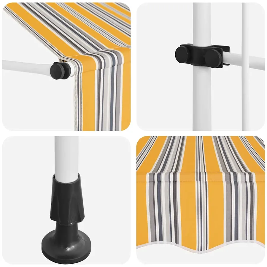 Auvent rétractable manuel 350 cm Rayures jaunes et bleues - 6