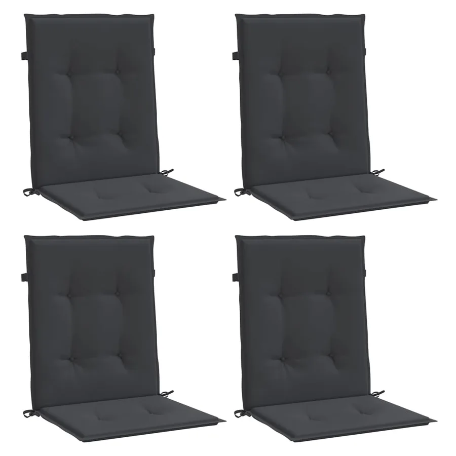 Coussins de chaise de jardin à dossier bas lot de 4 noir - 3